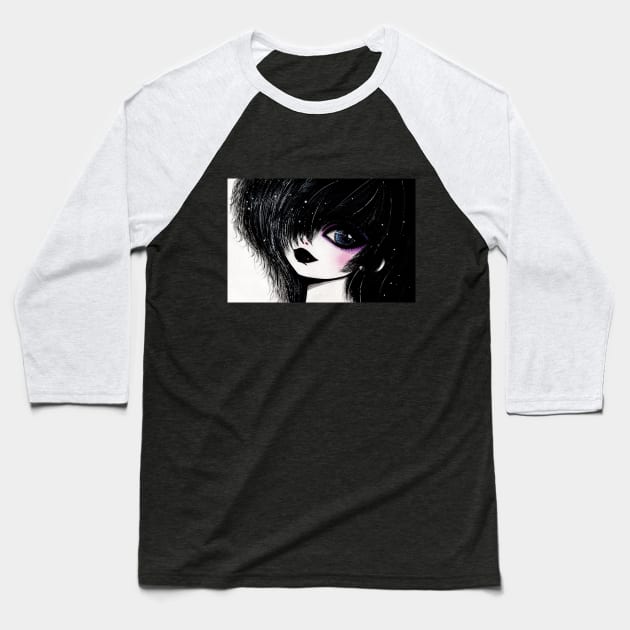 Cute Goth Girl Baseball T-Shirt by alien3287